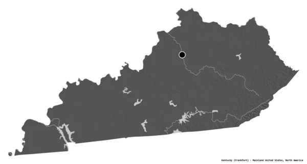 Shape Kentucky State Mainland United States Its Capital Isolated White — Stock Photo, Image