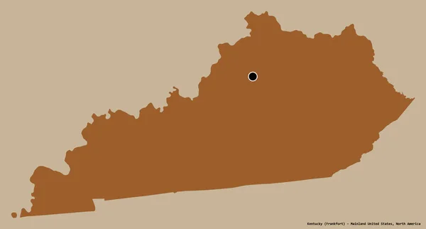 Forma Del Kentucky Stato Degli Stati Uniti Continentali Con Sua — Foto Stock
