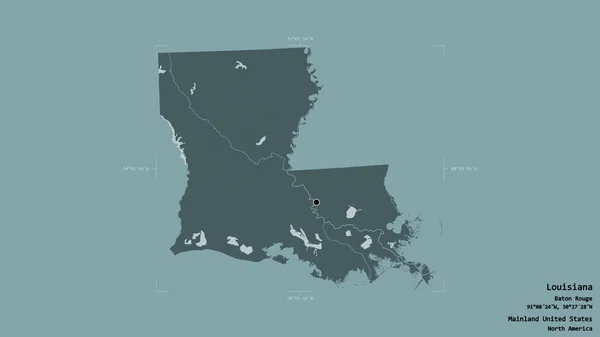 Området Louisiana Delstaten Usa Isolerat Solid Bakgrund Georefererad Avgränsningsbox Etiketter — Stockfoto