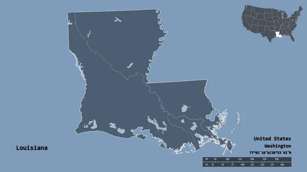 Form Louisiana Delstaten Usa Med Dess Huvudstad Isolerad Solid Bakgrund — Stockfoto