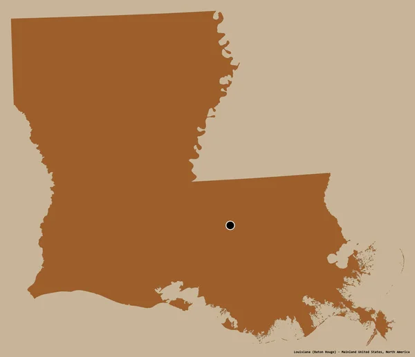 Form Louisiana Delstaten Usa Med Sin Huvudstad Isolerad Solid Färg — Stockfoto