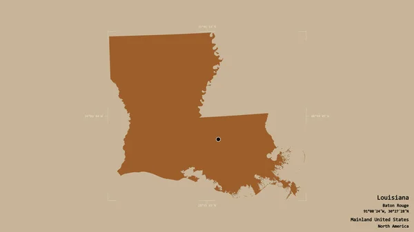 Area Louisiana State Mainland United States Isolated Solid Background Georeferenced — Stock Photo, Image