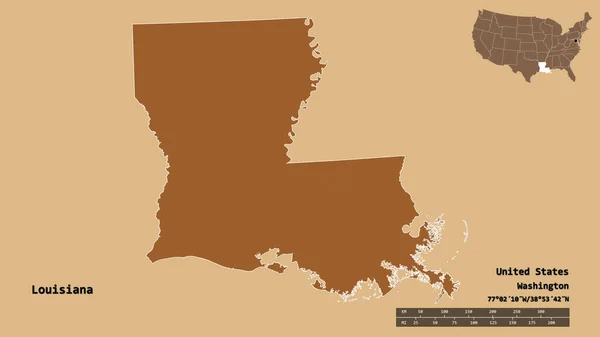 Forma Louisiana Estado Continente Dos Estados Unidos Com Sua Capital — Fotografia de Stock