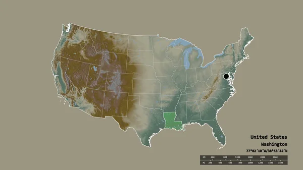 Обесцвеченная Форма Материковой Части Соединенных Штатов Столицей Главным Региональным Делением — стоковое фото