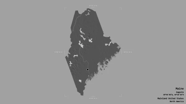 Obszar Maine Stan Mainland Stany Zjednoczone Odizolowany Solidnym Tle Georeferencyjnym — Zdjęcie stockowe