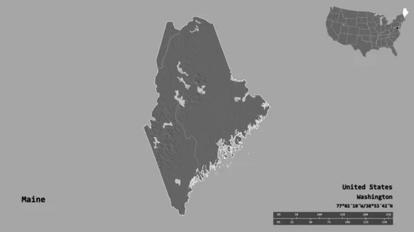 Shape Maine Bundesstaat Festland Der Vereinigten Staaten Mit Seiner Hauptstadt — Stockfoto