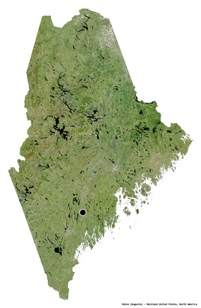Alakja Maine Állam Kontinentális Egyesült Államok Tőke Elszigetelt Fehér Alapon — Stock Fotó
