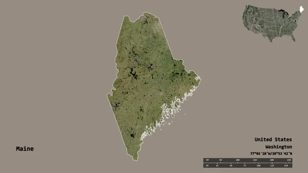 Shape Maine State Mainland United States Its Capital Isolated Solid — Stock Photo, Image