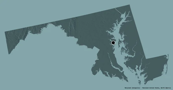 Forma Maryland Estado Estados Unidos Continental Con Capital Aislada Sobre —  Fotos de Stock