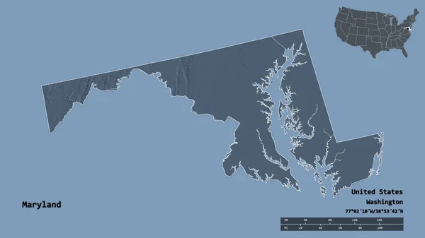 Shape Maryland Estado Los Estados Unidos Continentales Con Capital Aislada —  Fotos de Stock