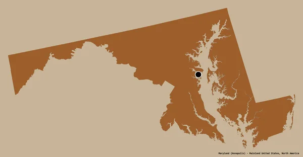 Forma Del Maryland Stato Del Continente Degli Stati Uniti Con — Foto Stock