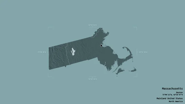 Massachusetts Bölgesi Birleşik Devletler Anakara Eyaleti Katı Bir Arka Planda — Stok fotoğraf