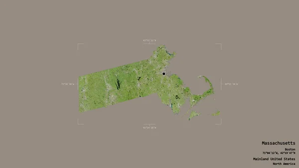 Área Massachusetts Estado Los Estados Unidos Continentales Aislada Sobre Sólido — Foto de Stock