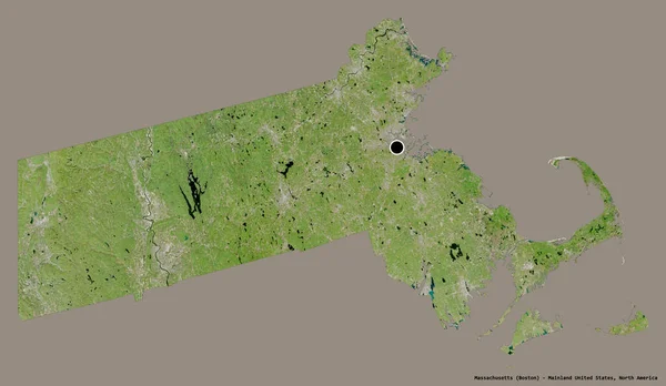 Forma Massachusetts Estado Estados Unidos Continental Con Capital Aislada Sobre — Foto de Stock