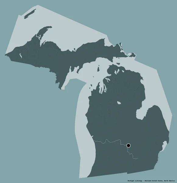 Forme Michigan État Continent Américain Avec Capitale Isolée Sur Fond — Photo