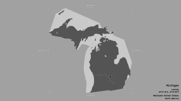 Area Michigan State Mainland United States Isolated Solid Background Georeferenced — Stock Photo, Image