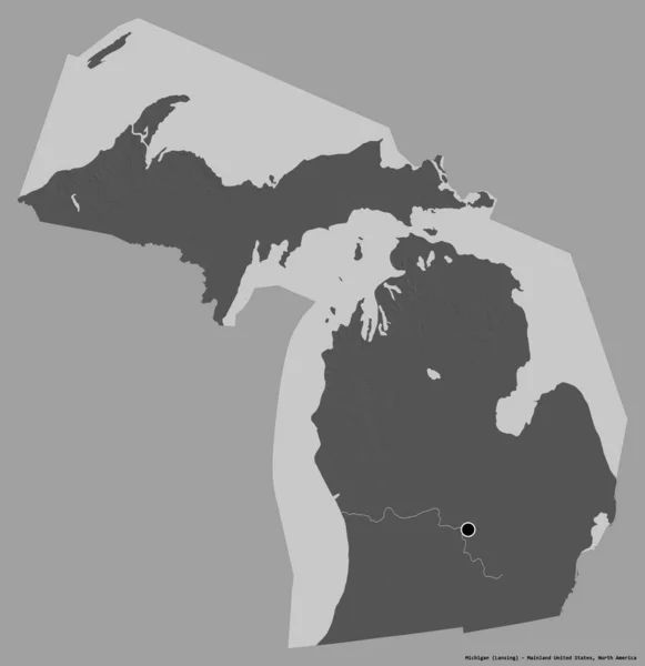 Forme Michigan État Continent Américain Avec Capitale Isolée Sur Fond — Photo