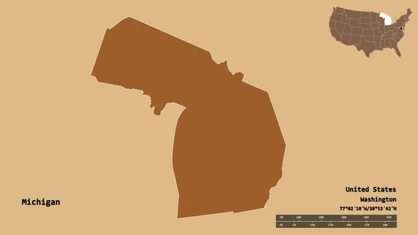 Michigan Şekli Birleşik Devletler Anakara Eyaleti Sermayesi Sağlam Arka Planda — Stok fotoğraf