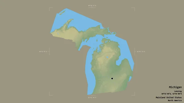 Michigan Területe Egyesült Államok Kontinentális Része Szilárd Háttérrel Elszigetelve Egy — Stock Fotó