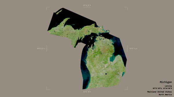 Área Michigan Estado Los Estados Unidos Continentales Aislada Sobre Sólido —  Fotos de Stock