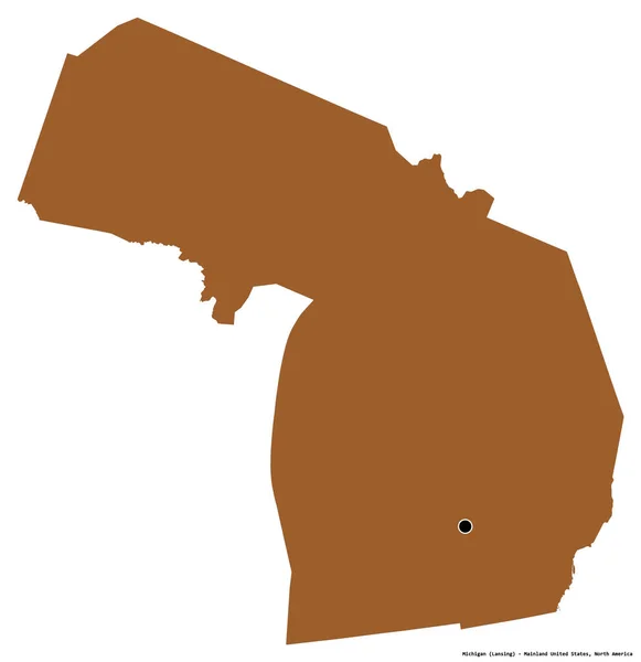 Shape Michigan Bundesstaat Festland Der Vereinigten Staaten Mit Seiner Hauptstadt — Stockfoto