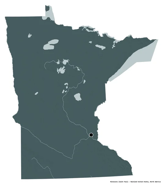 Form Minnesota Delstaten Usa Med Dess Huvudstad Isolerad Vit Bakgrund — Stockfoto