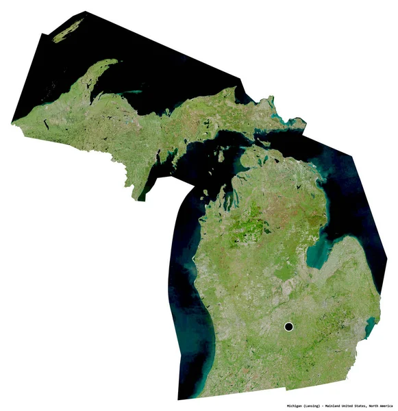 Forme Michigan État Continent Américain Avec Capitale Isolée Sur Fond — Photo