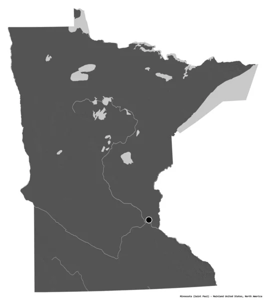 Shape Minnesota Bundesstaat Festland Der Vereinigten Staaten Mit Seiner Hauptstadt — Stockfoto