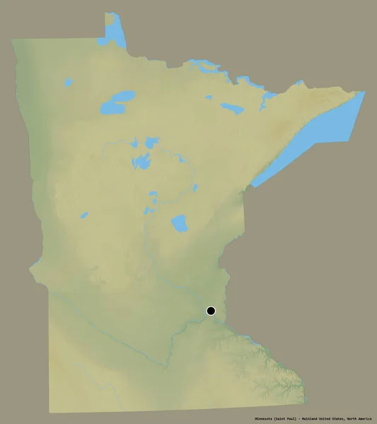 Forme Minnesota État Continent Des États Unis Avec Capitale Isolée — Photo
