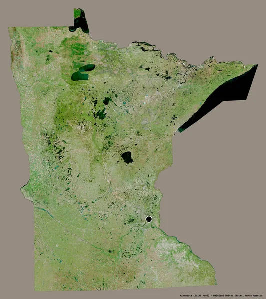 Form Minnesota Delstaten Usa Med Sin Huvudstad Isolerad Solid Färg — Stockfoto