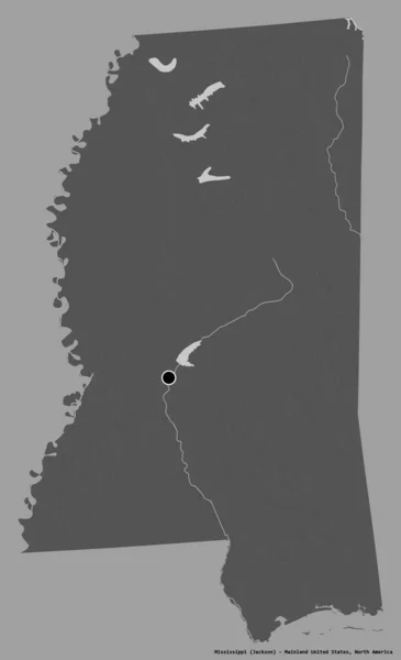 Forma Mississippi Estado Estados Unidos Continental Con Capital Aislada Sobre —  Fotos de Stock