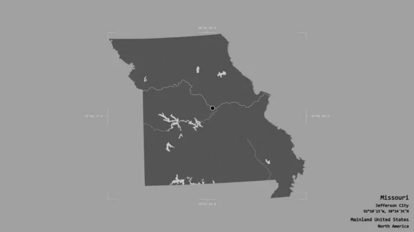 Missouri Területe Egyesült Államok Kontinentális Része Szilárd Háttérrel Elszigetelve Egy — Stock Fotó