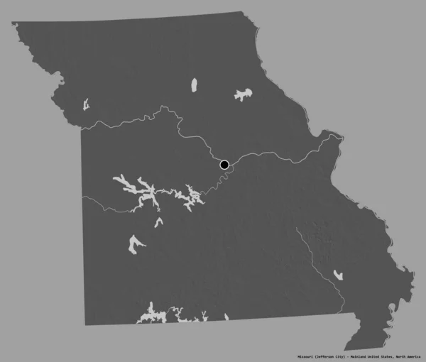 Form Missouri Delstaten Fastlandet Usa Med Sin Huvudstad Isolerad Solid — Stockfoto