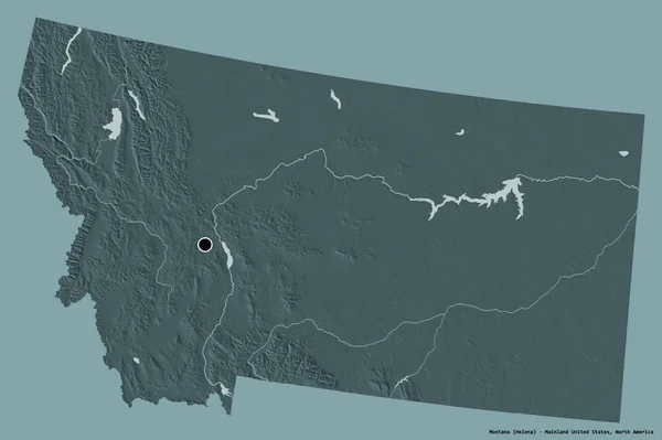 Bentuknya Montana Negara Bagian Mainland Amerika Serikat Dengan Ibukotanya Terisolasi — Stok Foto