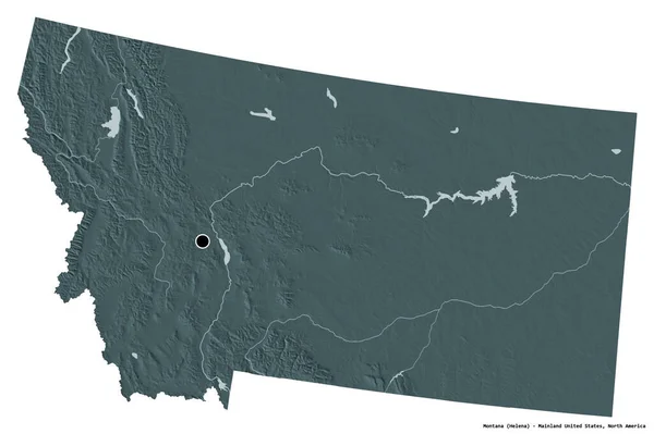 Shape Montana Bundesstaat Festland Der Vereinigten Staaten Mit Seiner Hauptstadt — Stockfoto