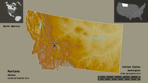 Forme Montana État Continent Américain Capitale Échelle Distance Aperçus Étiquettes — Photo