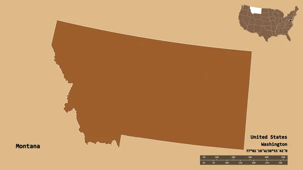 Forma Del Montana Stato Degli Stati Uniti Continentali Con Sua — Foto Stock