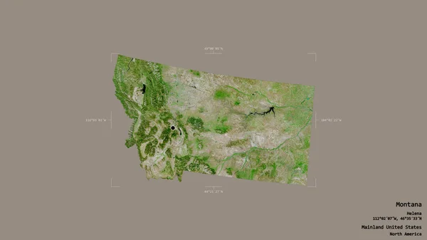 Montanan Alue Manner Amerikan Osavaltio Eristettynä Vankalle Pohjalle Georeferoidussa Rajauslaatikossa — kuvapankkivalokuva