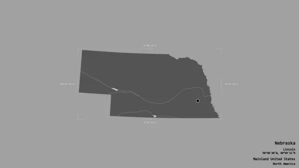 Oblast Nebraska Stát Pevninské Spojené Státy Izolované Pevném Pozadí Georeferencované — Stock fotografie