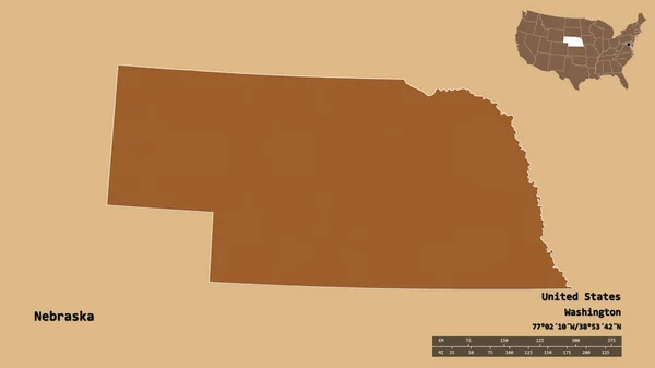 Shape Nebraska State Mainland United States Its Capital Isolated Solid — Stock Photo, Image