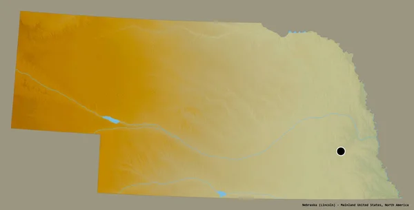 Tvar Nebrasky Stát Pevninské Spojené Státy Hlavním Městem Izolovaným Pevném — Stock fotografie