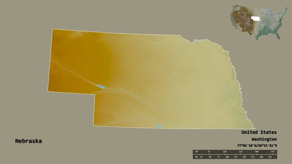 Forma Nebraska Estado Continente Dos Estados Unidos Com Sua Capital — Fotografia de Stock