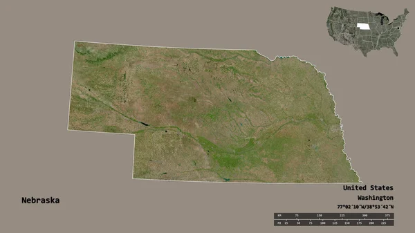 Shape Nebraska State Mainland United States Its Capital Isolated Solid — Stock Photo, Image