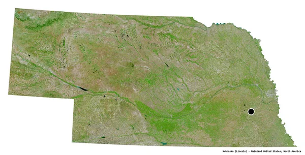ネブラスカ州はアメリカ合衆国本土の州であり 州都は白地に孤立している 衛星画像 3Dレンダリング — ストック写真