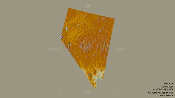 Région Nevada État Continent Américain Isolée Sur Fond Solide Dans — Photo