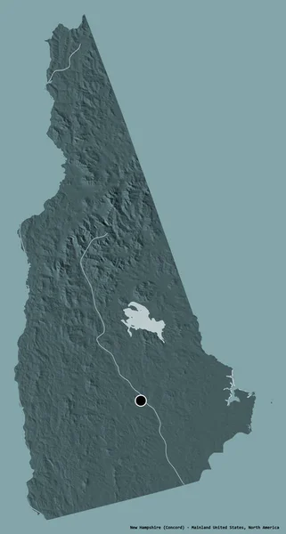 Tvar New Hampshire Stát Pevninské Spojené Státy Hlavním Městem Izolovaným — Stock fotografie