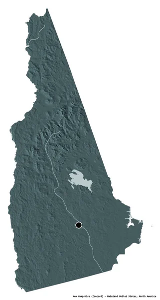 Kształt New Hampshire Stan Mainland Stany Zjednoczone Jego Stolicy Izolowane — Zdjęcie stockowe