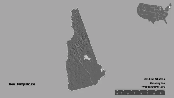 New Hampshire Şekli Birleşik Devletler Anakara Eyaleti Başkenti Sağlam Arka — Stok fotoğraf