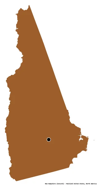 Form New Hampshire Delstaten Usa Med Dess Huvudstad Isolerad Vit — Stockfoto