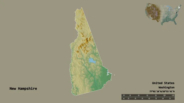 Forma New Hampshire Estado Continente Dos Estados Unidos Com Sua — Fotografia de Stock